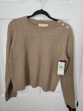 Michael Kors Camel Cable-Knit Crew Sweater NWT